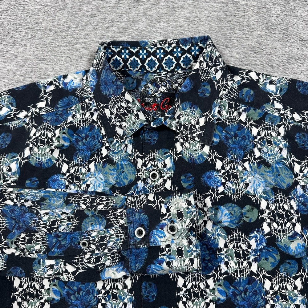 Robert Graham Shirt Mens Medium Blue Long Sleeve Button Up City Designer